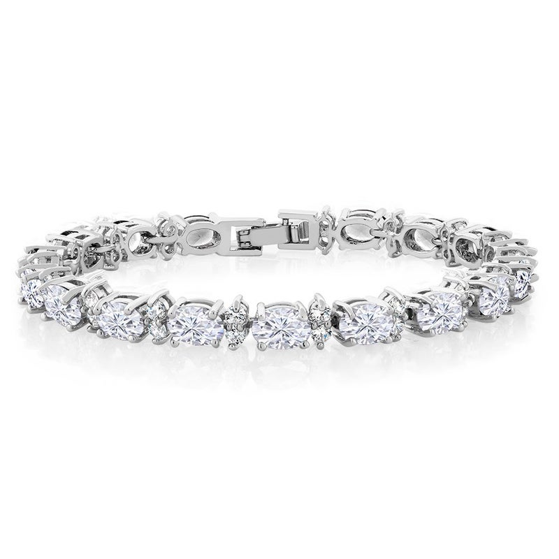Gem Stone King 20.00 Ct Gorgeous Oval and Round 7 Inch Sparkling Cubic Zirconia CZ Tennis Bracelet For Women - Image 1
